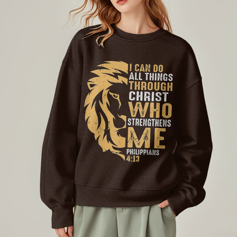 Christianartworkshop Quotation Style Christ Strengthens Me Fleece Lined Polyester Sweatshirt - image 22