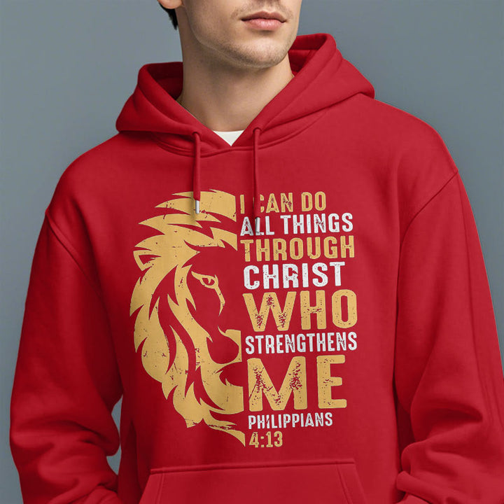 Christianartworkshop Quotation Style Christ Strengthens Me Fleece Lined Polyester Hoodie - image 38