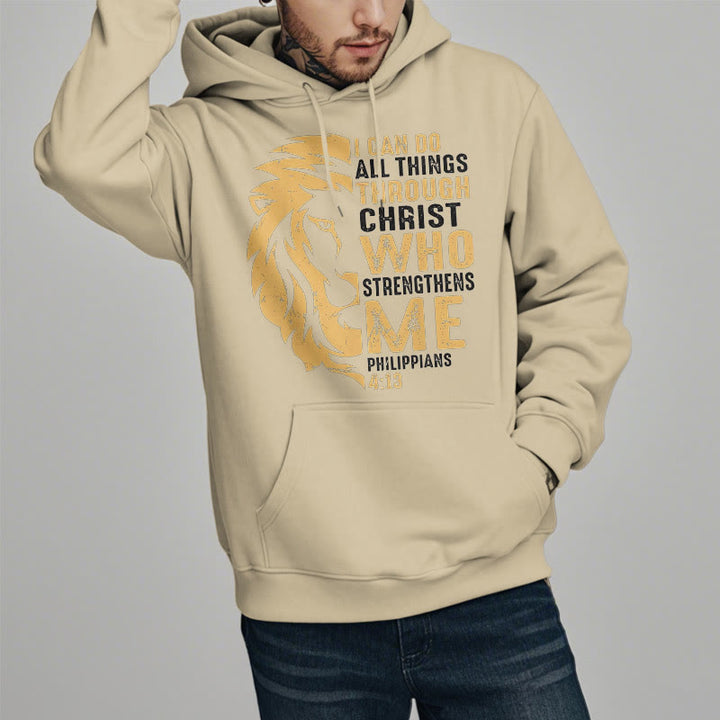 Christianartworkshop Quotation Style Christ Strengthens Me Fleece Lined Polyester Hoodie - image 17