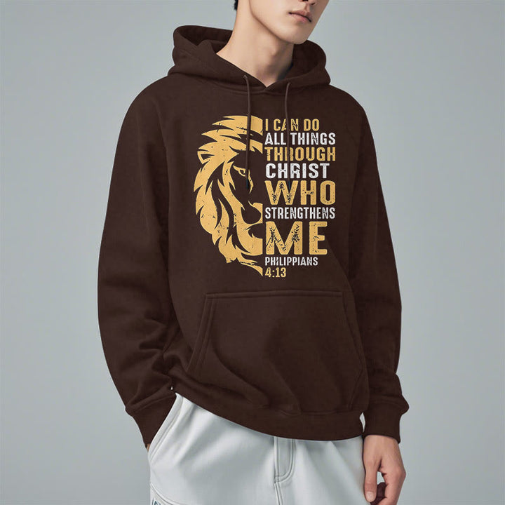 Christianartworkshop Quotation Style Christ Strengthens Me Fleece Lined Polyester Hoodie - image 23
