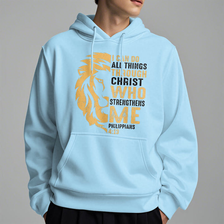 Christianartworkshop Quotation Style Christ Strengthens Me Fleece Lined Polyester Hoodie - image 27