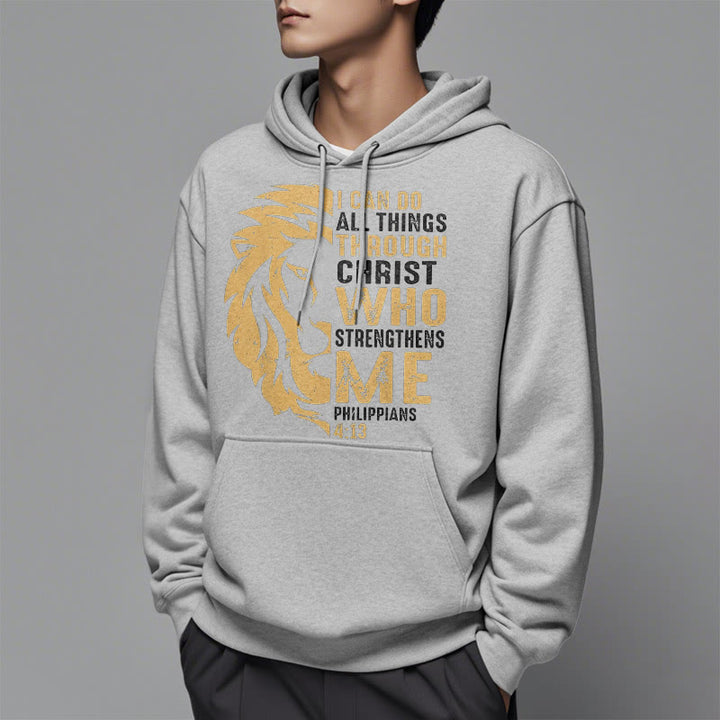 Christianartworkshop Quotation Style Christ Strengthens Me Fleece Lined Polyester Hoodie - image 32