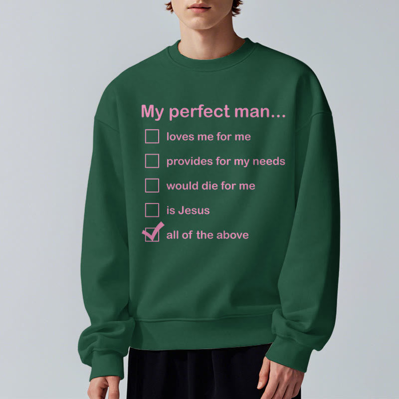 Christianartworkshop Modern Style My Perfect Man Is Jesus Fleece Lined Polyester Sweatshirt - image 27