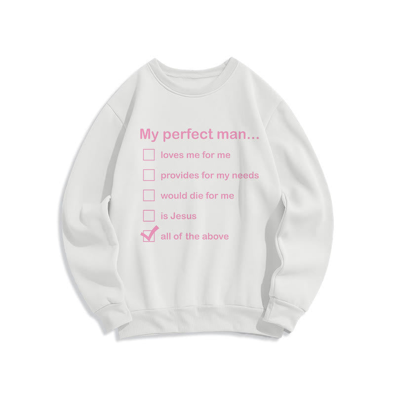 Christianartworkshop Modern Style My Perfect Man Is Jesus Fleece Lined Polyester Sweatshirt - White - 2XL - image 10