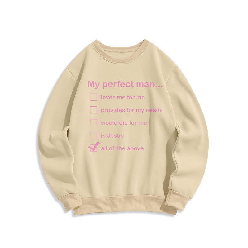 Christianartworkshop Modern Style My Perfect Man Is Jesus Fleece Lined Polyester Sweatshirt - Beige - 2XL - image 15