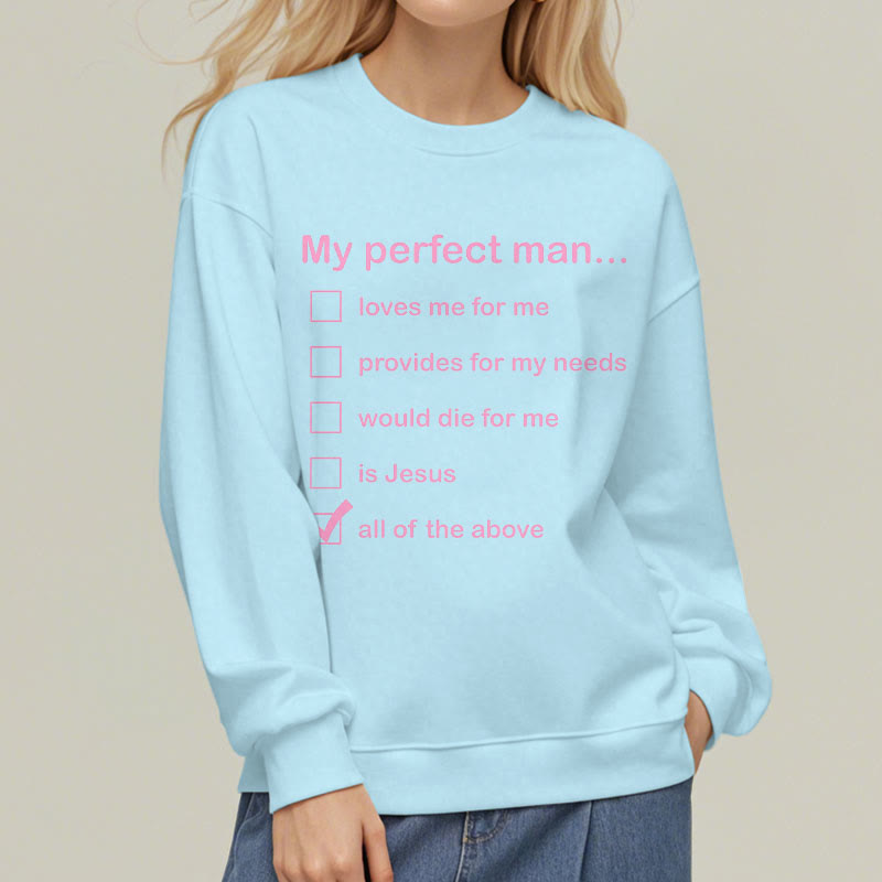 Christianartworkshop Modern Style My Perfect Man Is Jesus Fleece Lined Polyester Sweatshirt - image 2