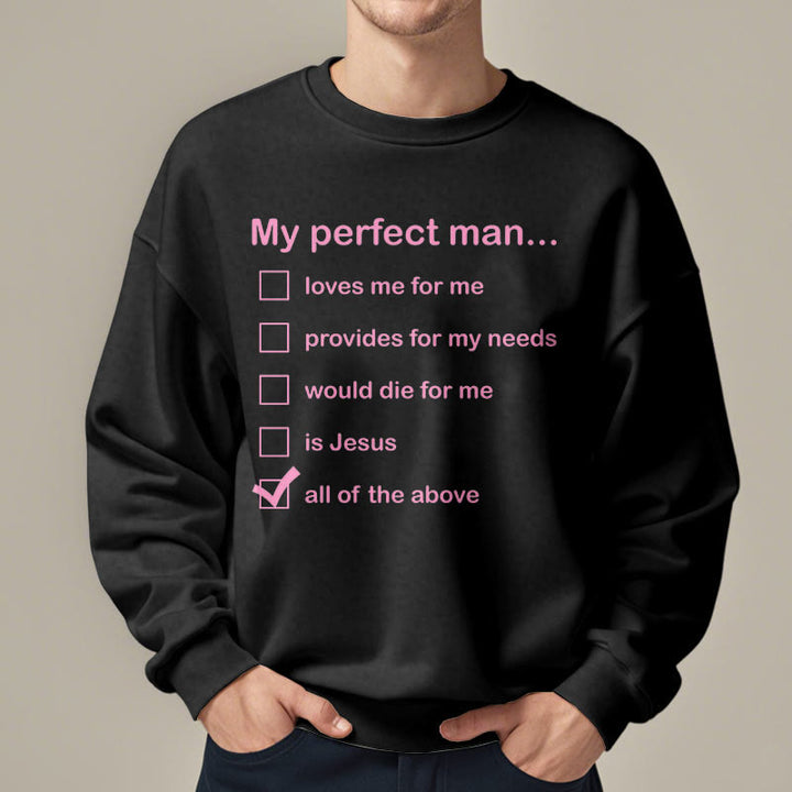 Christianartworkshop Modern Style My Perfect Man Is Jesus Fleece Lined Polyester Sweatshirt - image 7