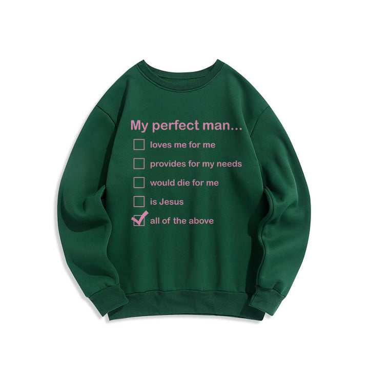 Christianartworkshop Modern Style My Perfect Man Is Jesus Fleece Lined Polyester Sweatshirt - Green - 2XL - image 25
