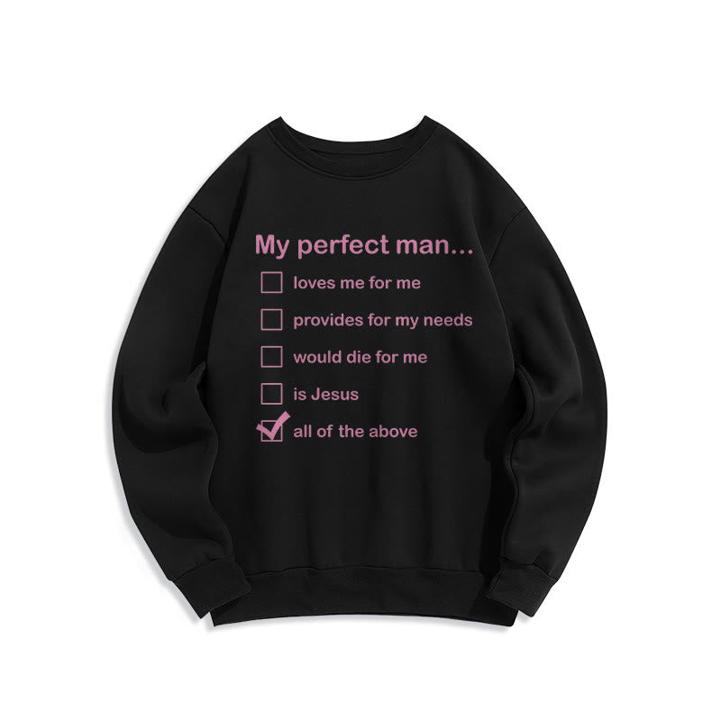 Christianartworkshop Modern Style My Perfect Man Is Jesus Fleece Lined Polyester Sweatshirt - Black - 2XL - image 5