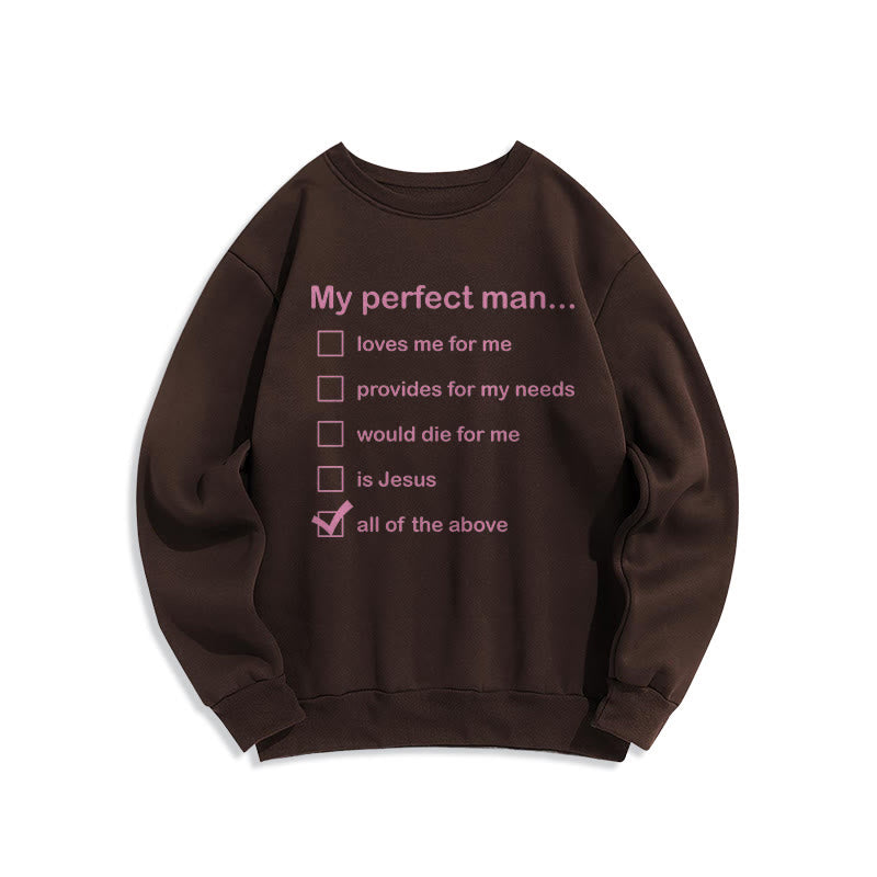 Christianartworkshop Modern Style My Perfect Man Is Jesus Fleece Lined Polyester Sweatshirt - Brown - 2XL - image 20