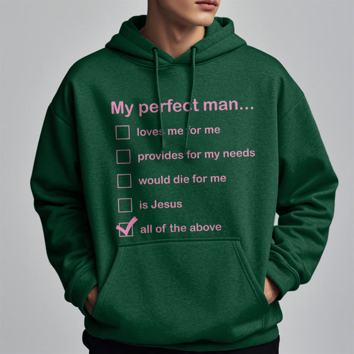 Christianartworkshop  Modern Style My Perfect Man Is Jesus Fleece Lined Polyester Hoodie - image 23