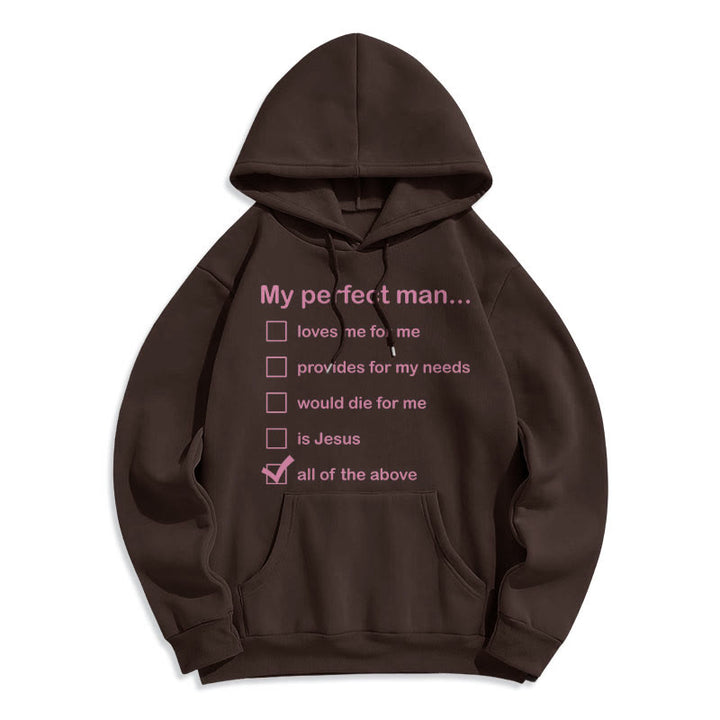 Christianartworkshop  Modern Style My Perfect Man Is Jesus Fleece Lined Polyester Hoodie - Brown - 2XL - image 15