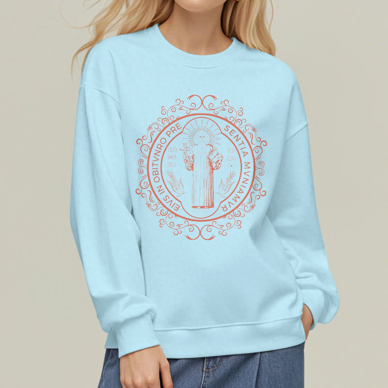 Christianartworkshop Classic Style Floral St. Benedict Embelm Fleece Lined Polyester Sweatshirt - image 28