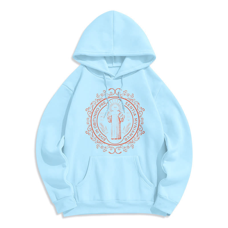Christianartworkshop Classic Style Floral St. Benedict Embelm Fleece Lined Polyester Hoodie - Blue - 2XL - image 25