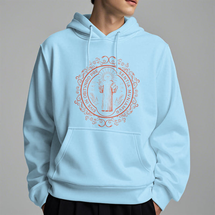 Christianartworkshop Classic Style Floral St. Benedict Embelm Fleece Lined Polyester Hoodie - image 27