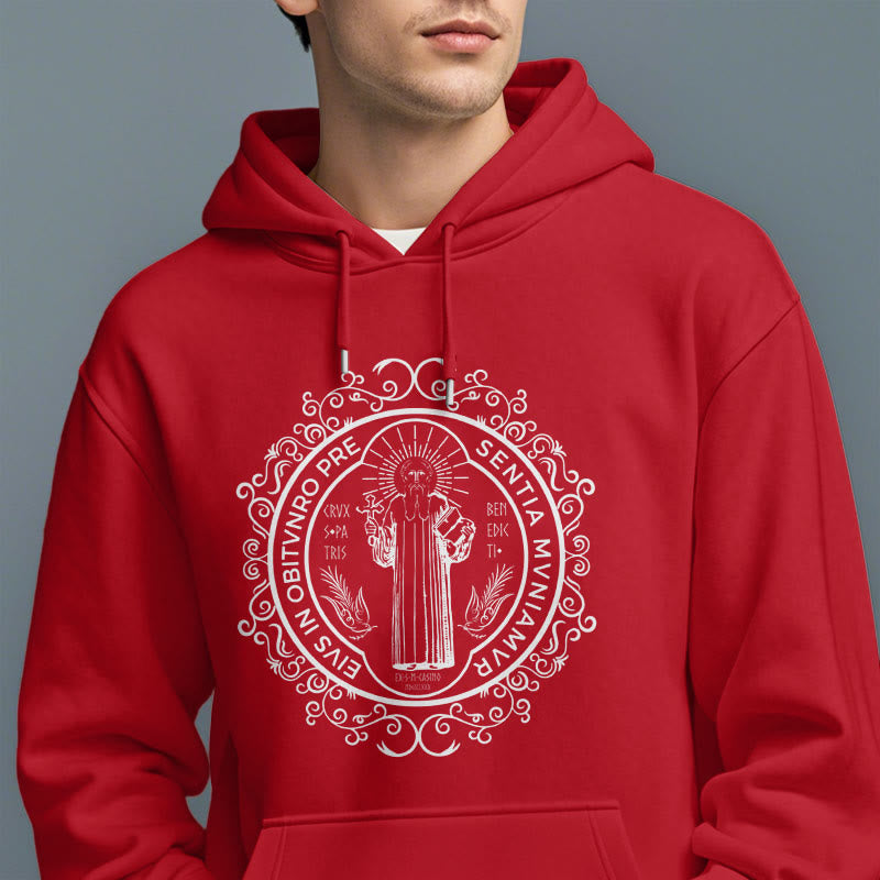 Christianartworkshop Classic Style Floral St. Benedict Embelm Fleece Lined Polyester Hoodie - image 38