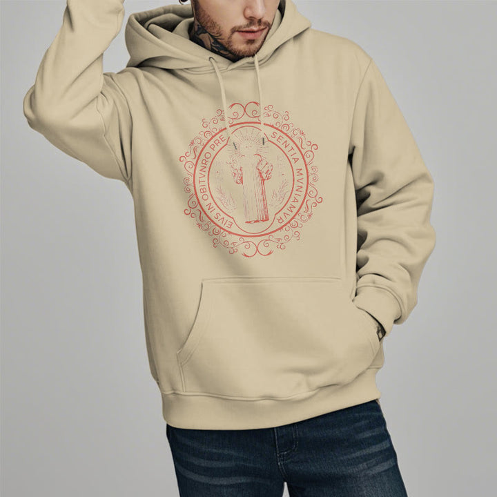 Christianartworkshop Classic Style Floral St. Benedict Embelm Fleece Lined Polyester Hoodie - image 13