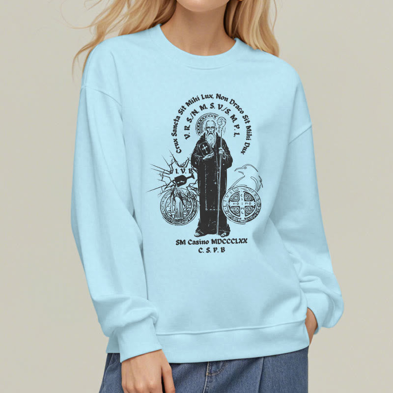 Christianartworkshop Classic Style St. Benedict Figure Fleece Lined Polyester Sweatshirt - image 28