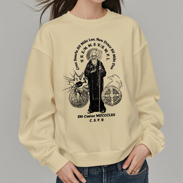 Christianartworkshop Classic Style St. Benedict Figure Fleece Lined Polyester Sweatshirt - image 13