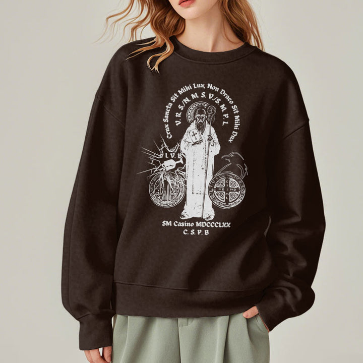 Christianartworkshop Classic Style St. Benedict Figure Fleece Lined Polyester Sweatshirt - image 18