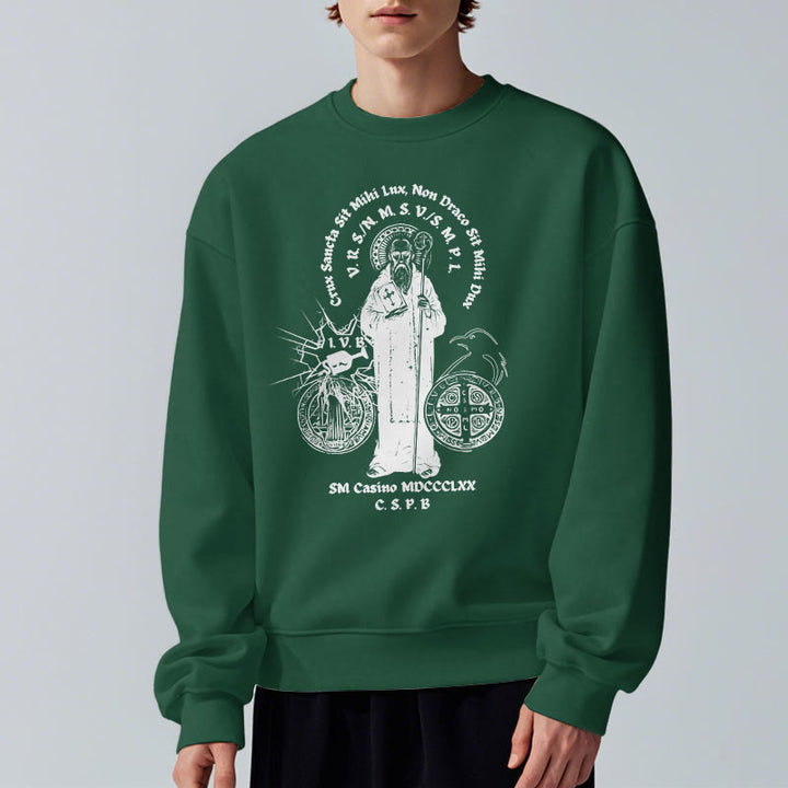 Christianartworkshop Classic Style St. Benedict Figure Fleece Lined Polyester Sweatshirt - image 23