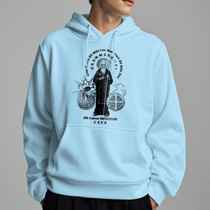 Christianartworkshop Classic Style St. Benedict Figure Fleece Lined Polyester Hoodie - image 27