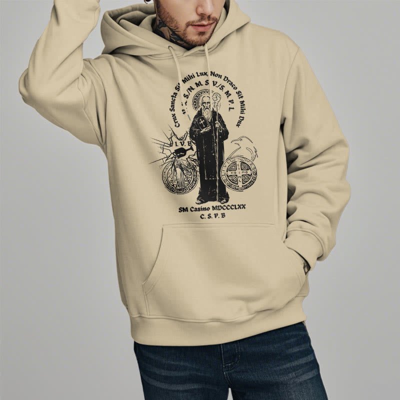 Christianartworkshop Classic Style St. Benedict Figure Fleece Lined Polyester Hoodie - image 12
