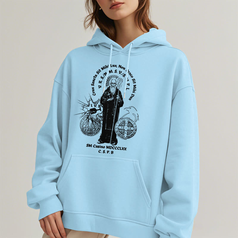 Christianartworkshop Classic Style St. Benedict Figure Fleece Lined Polyester Hoodie - image 28