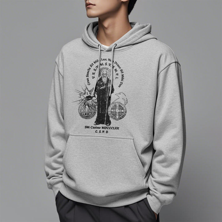 Christianartworkshop Classic Style St. Benedict Figure Fleece Lined Polyester Hoodie - image 33