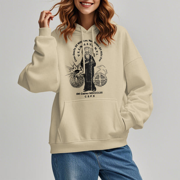 Christianartworkshop Classic Style St. Benedict Figure Fleece Lined Polyester Hoodie - image 13