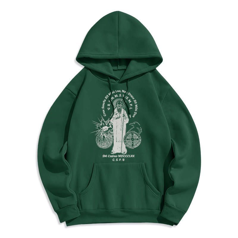 Christianartworkshop Classic Style St. Benedict Figure Fleece Lined Polyester Hoodie - Green - 2XL - image 20