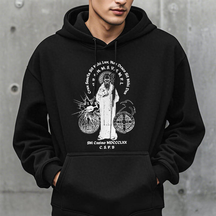 Christianartworkshop Classic Style St. Benedict Figure Fleece Lined Polyester Hoodie - image 1