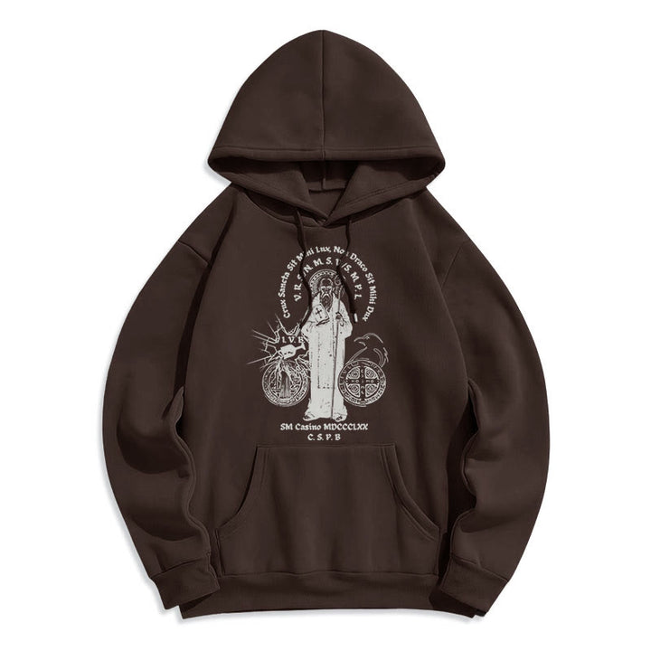 Christianartworkshop Classic Style St. Benedict Figure Fleece Lined Polyester Hoodie - Brown - 2XL - image 15