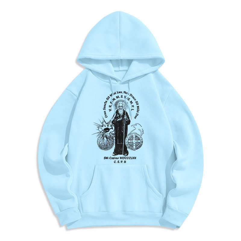 Christianartworkshop Classic Style St. Benedict Figure Fleece Lined Polyester Hoodie - Blue - 2XL - image 25