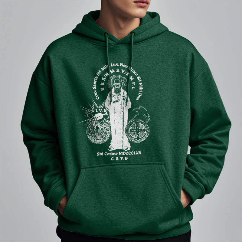 Christianartworkshop Classic Style St. Benedict Figure Fleece Lined Polyester Hoodie - image 22