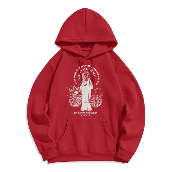 Christianartworkshop Classic Style St. Benedict Figure Fleece Lined Polyester Hoodie - Red - 2XL - image 35