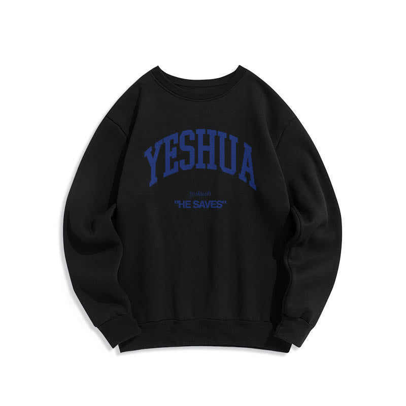 Christianartworkshop Classic Style Yeshua He Saves Fleece Lined Polyester Sweatshirt - Black - 2XL - image 0