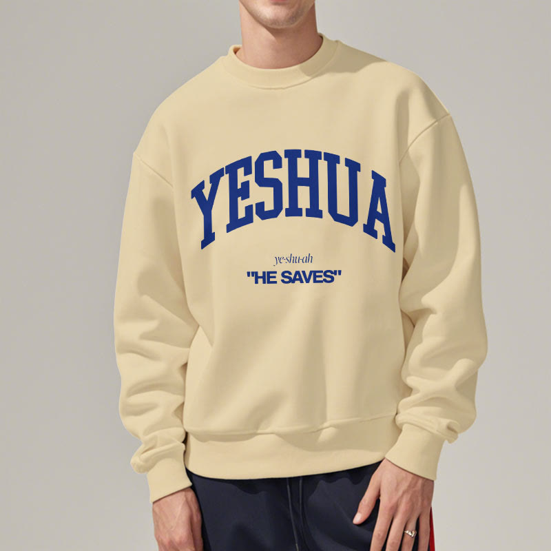 Christianartworkshop Classic Style Yeshua He Saves Fleece Lined Polyester Sweatshirt - image 7