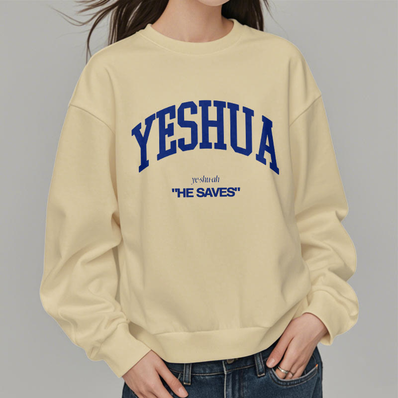 Christianartworkshop Classic Style Yeshua He Saves Fleece Lined Polyester Sweatshirt - image 6