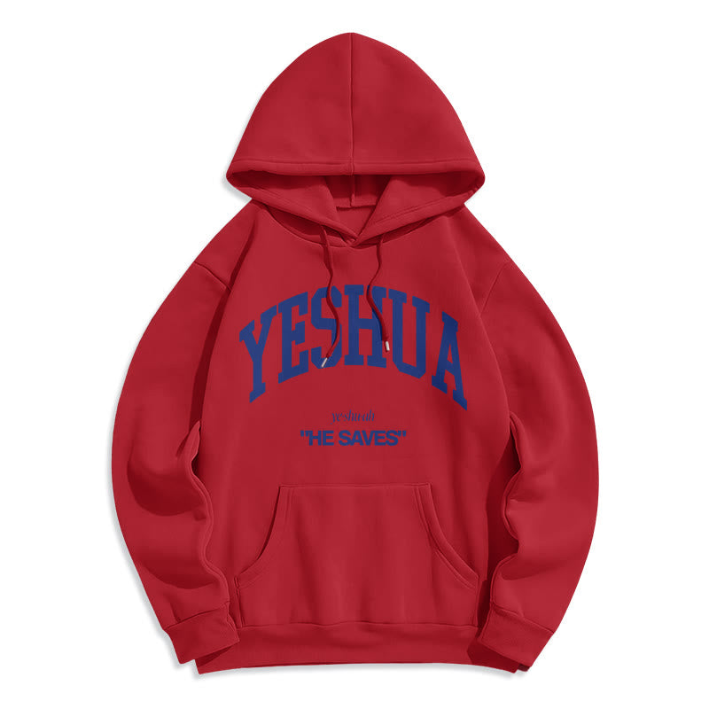 Christianartworkshop Classic Style Yeshua He Saves Fleece Lined Polyester Hoodie - Red - 2XL - image 35
