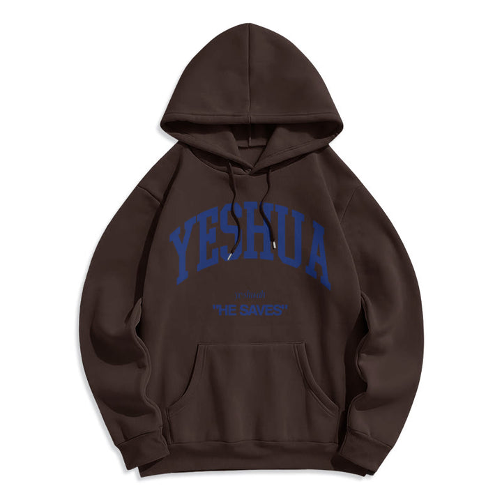 Christianartworkshop Classic Style Yeshua He Saves Fleece Lined Polyester Hoodie - Brown - 2XL - image 20