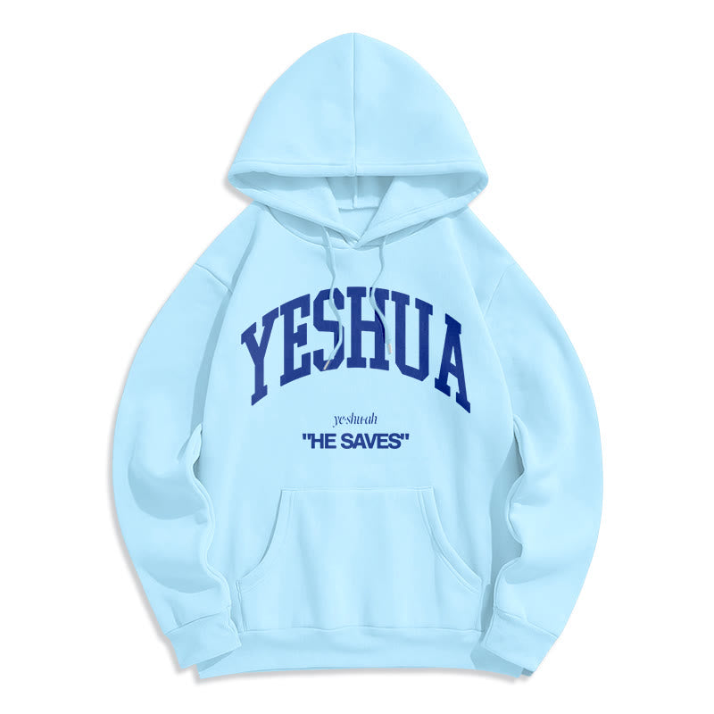 Christianartworkshop Classic Style Yeshua He Saves Fleece Lined Polyester Hoodie - Blue - 2XL - image 30