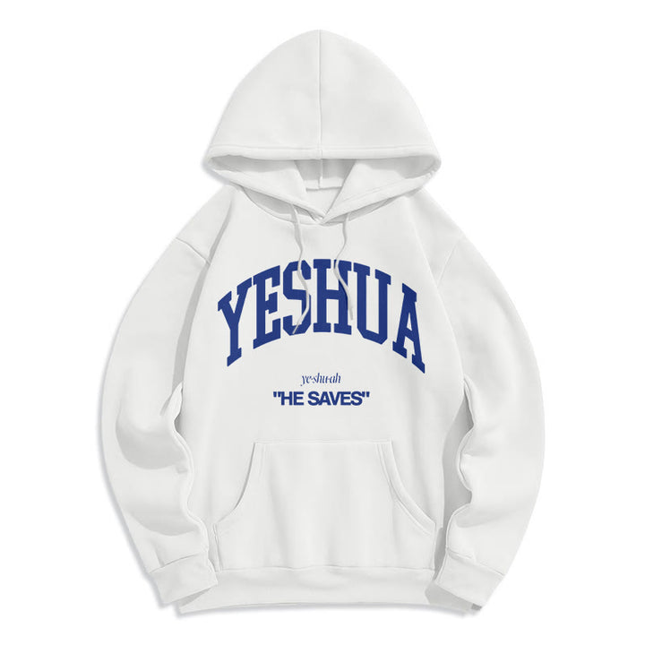 Christianartworkshop Classic Style Yeshua He Saves Fleece Lined Polyester Hoodie - White - 2XL - image 10