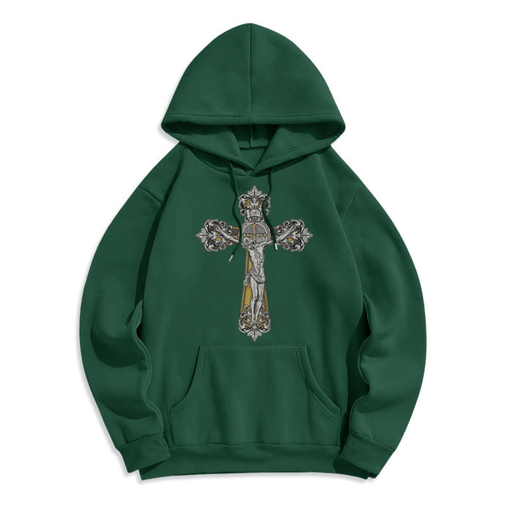 Christianartworkshop Classic Style St. Benedict Cruxifix Faith Fleece Lined Polyester Hoodie - Green - 2XL - image 20