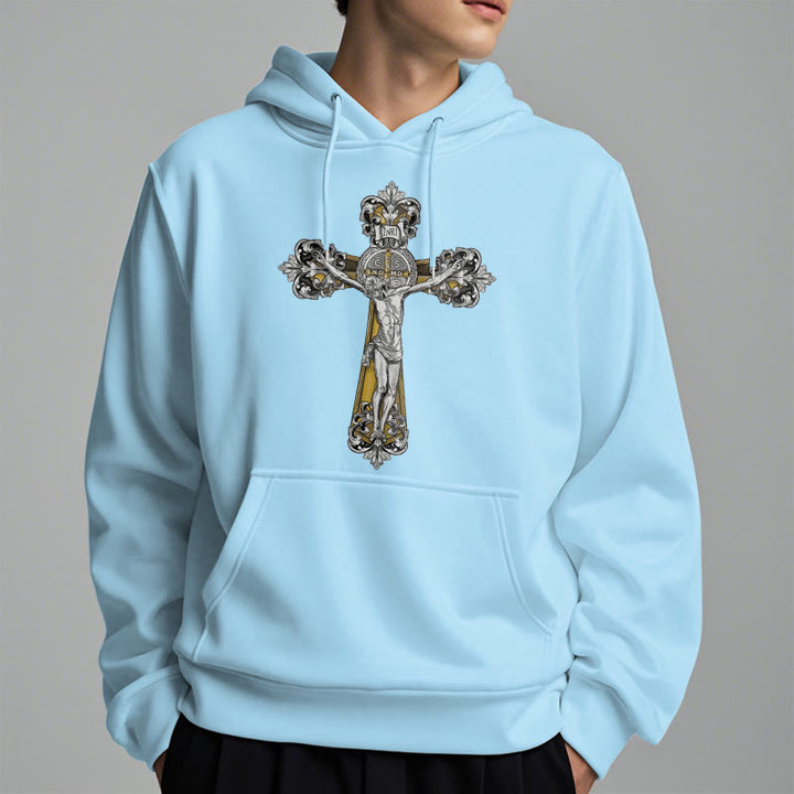 Christianartworkshop Classic Style St. Benedict Cruxifix Faith Fleece Lined Polyester Hoodie - image 27