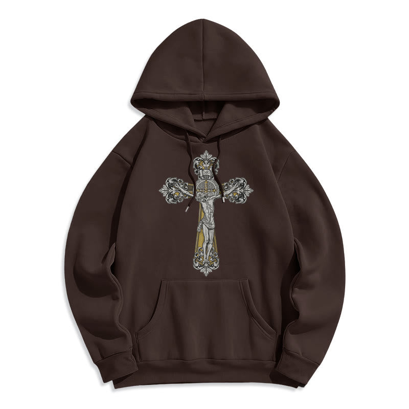 Christianartworkshop Classic Style St. Benedict Cruxifix Faith Fleece Lined Polyester Hoodie - Brown - 2XL - image 15
