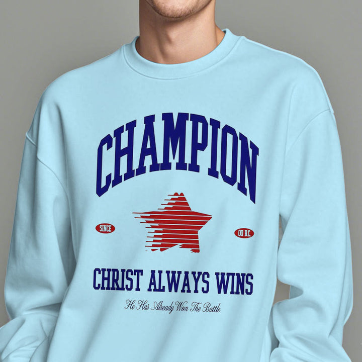 Christianartworkshop Modern Style Champion Christ Always Wins Fleece Lined Polyester Sweatshirt - image 27