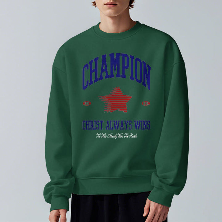 Christianartworkshop Modern Style Champion Christ Always Wins Fleece Lined Polyester Sweatshirt - image 23