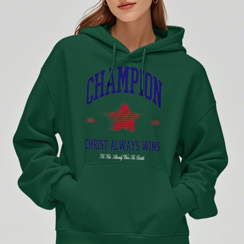 Christianartworkshop Modern Style Champion Christ Always Wins Fleece Lined Polyester Hoodie - image 27
