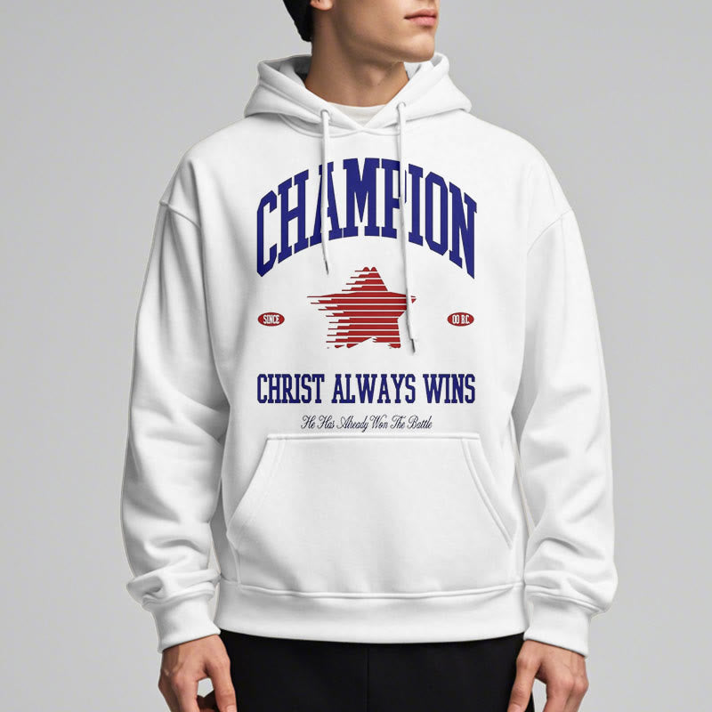 Christianartworkshop Modern Style Champion Christ Always Wins Fleece Lined Polyester Hoodie - image 12
